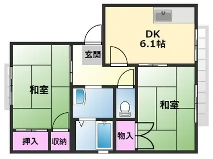 デムールノアン(2DK/2階)の間取り写真