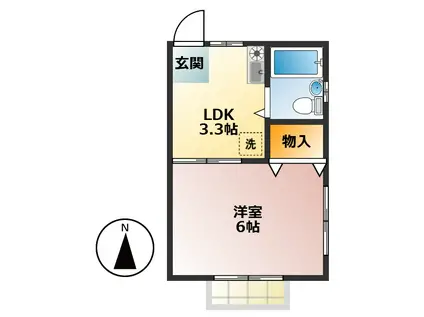 フレンドコーポ(1K/2階)の間取り写真