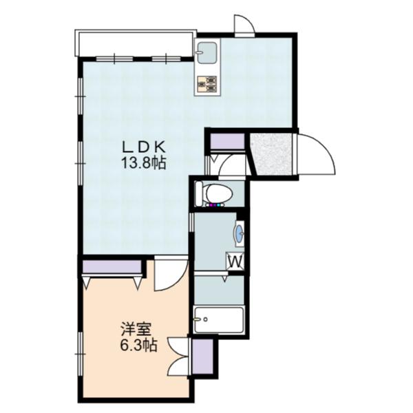シュヴァル新宿(1LDK/2階)の間取り写真