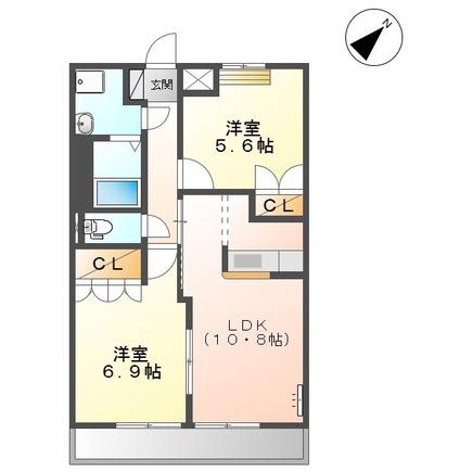 ルアール(2LDK/2階)の間取り写真