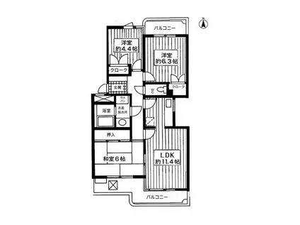 メゾン白亜館(3LDK/3階)の間取り写真