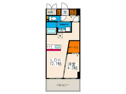RYUO HILLS(1LDK/4階)の間取り写真