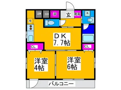 メゾンドゥース学園町(2DK/1階)の間取り写真