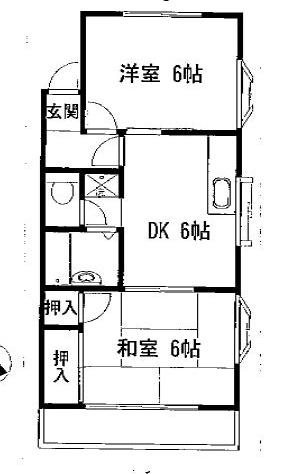 ルミナスハイツII(2DK/2階)の間取り写真