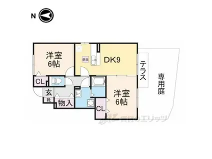 グランモア2(2LDK/1階)の間取り写真