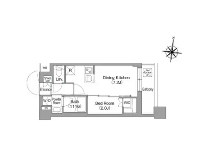 コンフォリア・リヴ大崎(1DK/2階)の間取り写真