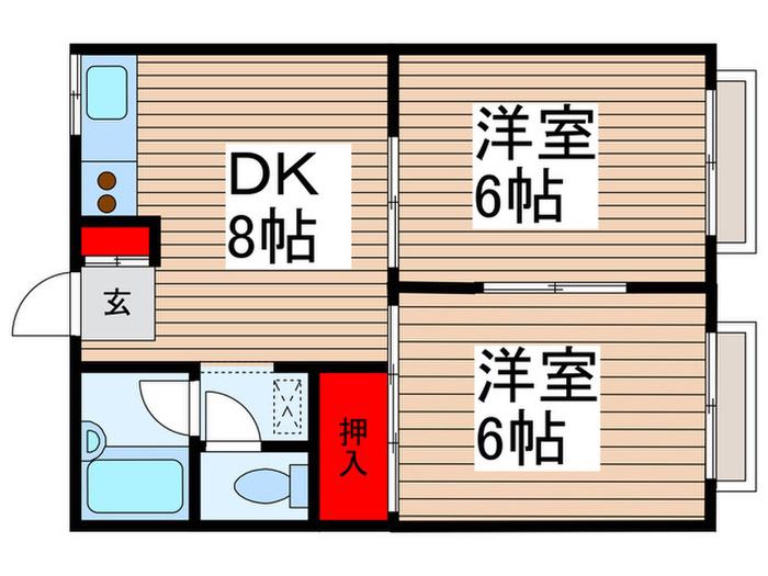 ハイツピュア(2DK/1階)の間取り写真