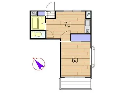 平田ビル(1DK/3階)の間取り写真