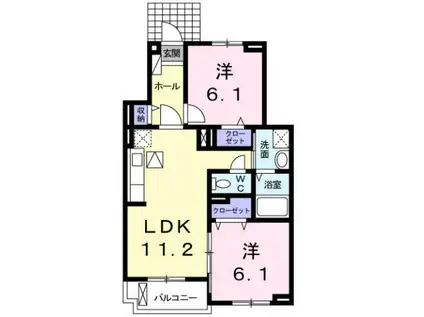 ランドセット カワダ III(2LDK/1階)の間取り写真
