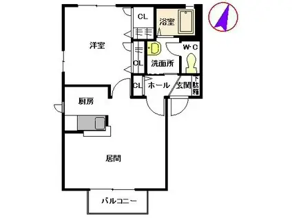 ルミエール大文字(1LDK/2階)の間取り写真