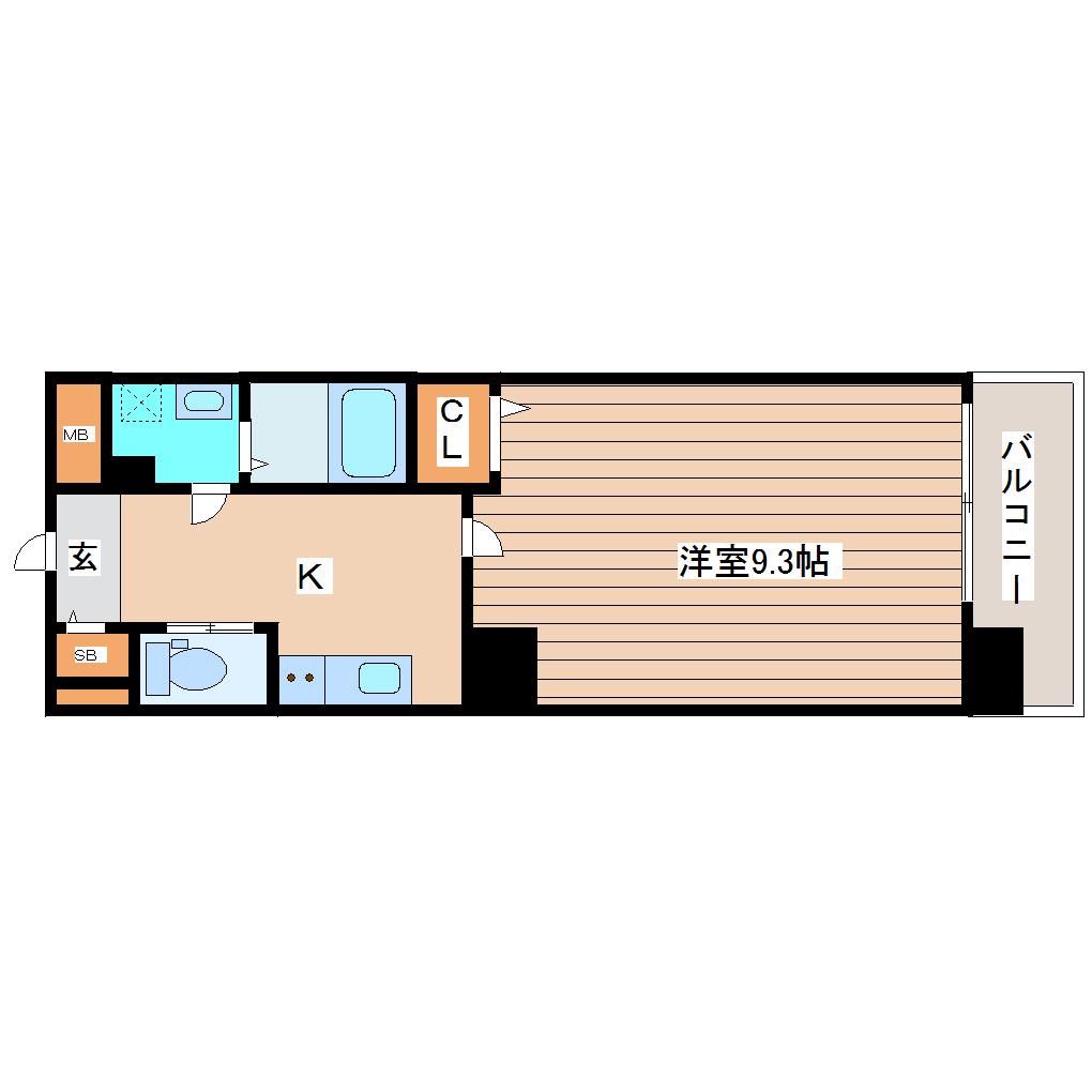 アスコット宮城野(1K/9階)の間取り写真