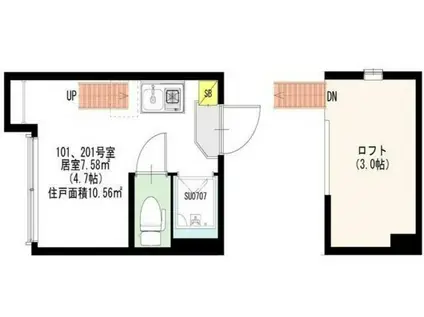 コンズハウス(ワンルーム/1階)の間取り写真