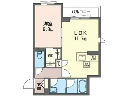 グリーンライン 東山田駅 徒歩5分 3階建 築4年(1LDK/3階)の間取り写真