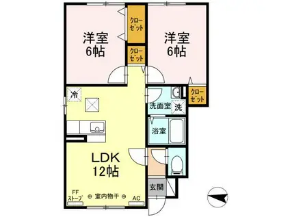 パーシモンツリー(2LDK/1階)の間取り写真