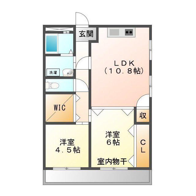 ドゥナーレ津新町(2LDK/1階)の間取り写真