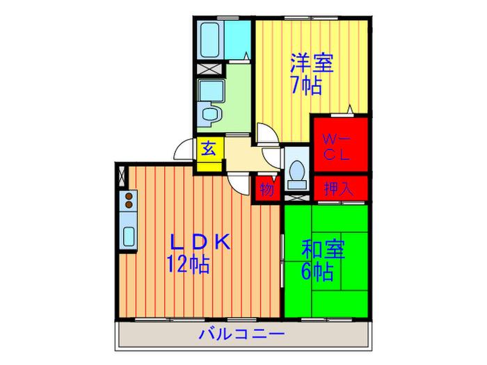 ドミール岡山手(2LDK/2階)の間取り写真