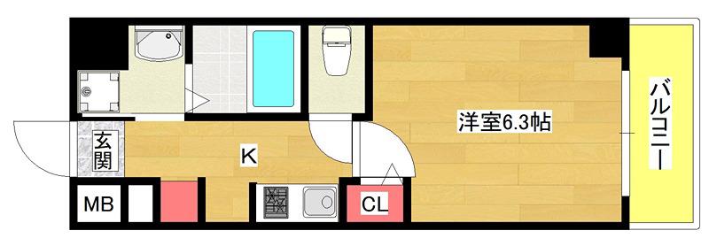 METROSA弁天町(1K/5階)の間取り写真