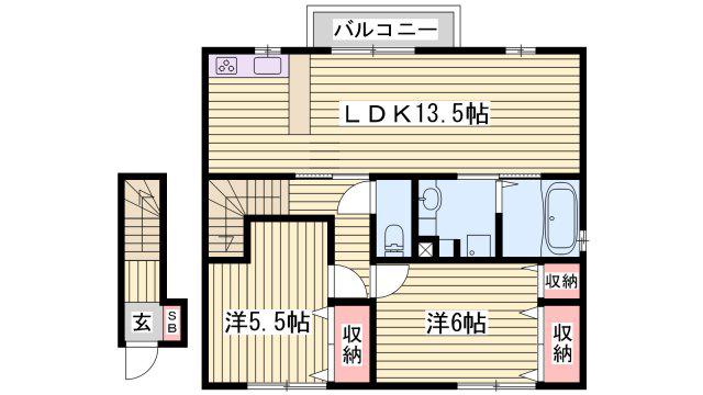 メゾンドハーモニーIII(2LDK/2階)の間取り写真