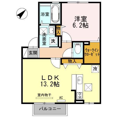 サン リジエールA棟(1LDK/1階)の間取り写真