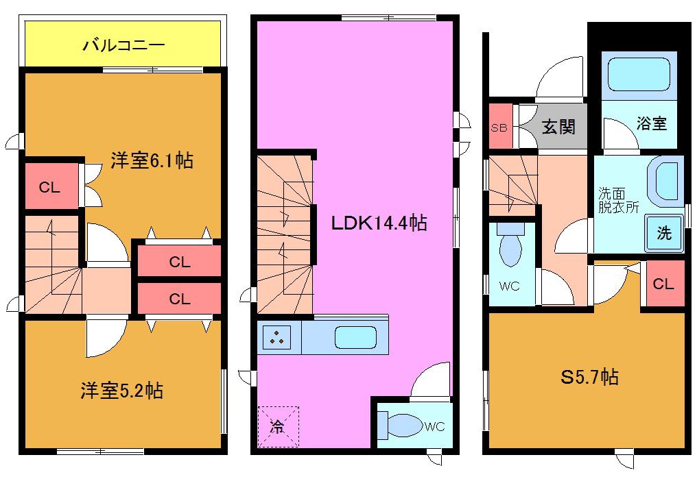 KOLET南行徳2(2SLDK/1階)の間取り写真