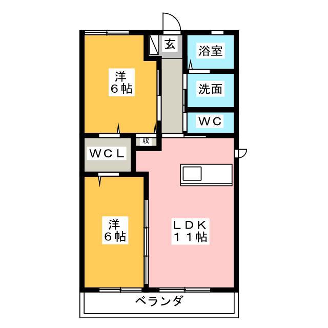 ガーデンハイツ I(2LDK/2階)の間取り写真