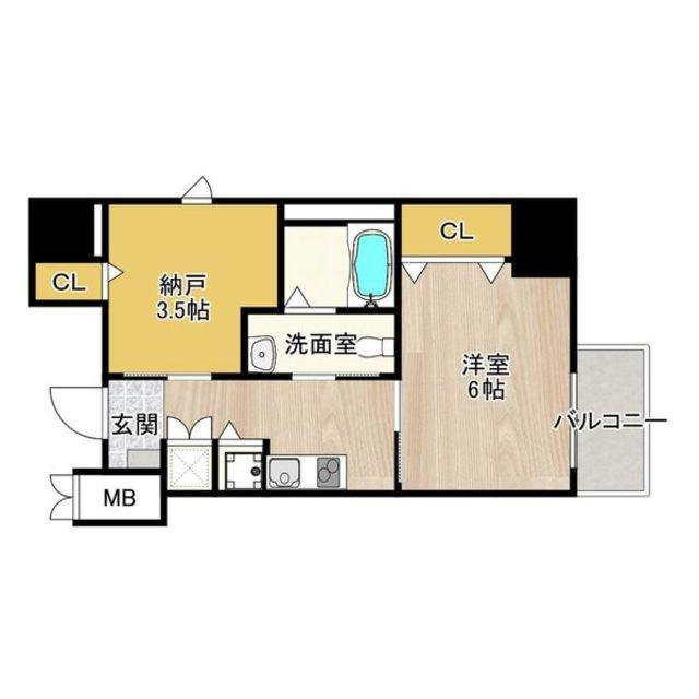 ディアコート宿屋町(1SK/10階)の間取り写真
