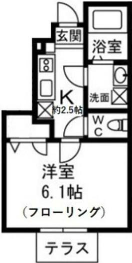 ディアコート東長崎(1K/1階)の間取り写真