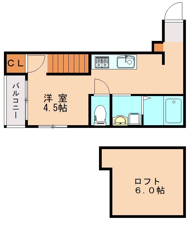 オレンジハイツ(1K/2階)の間取り写真