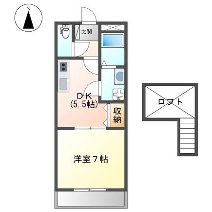ガーデンホームオーブ(1DK/2階)の間取り写真