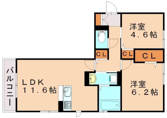 トレッフル(2LDK/2階)の間取り写真