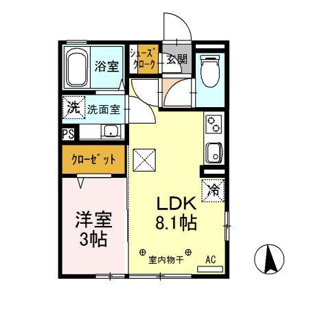 エタルナ江木(1LDK/1階)の間取り写真