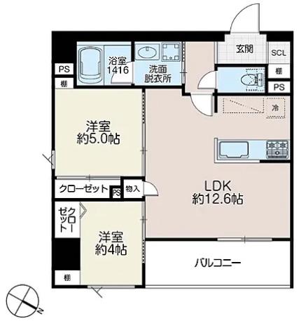 イゾラセレーナ目黒(2LDK/6階)の間取り写真