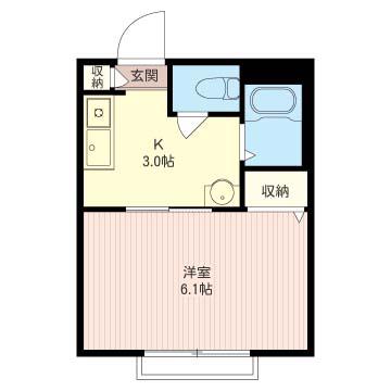 パーシモン碑文谷(1K/2階)の間取り写真
