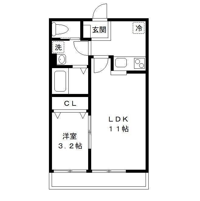 ホワイトヴェール(1LDK/1階)の間取り写真