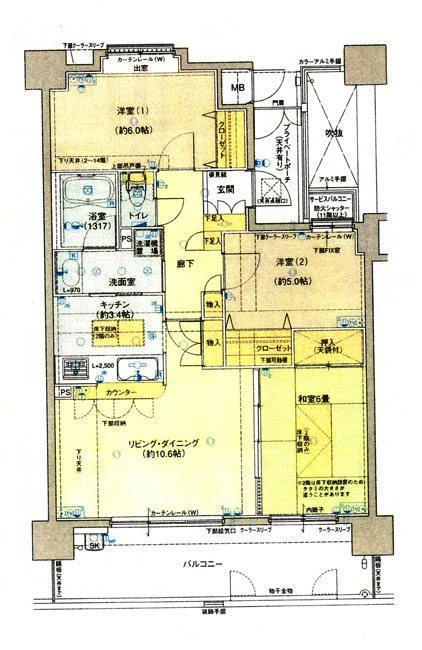 アーバンビュー西津田(3LDK/4階)の間取り写真