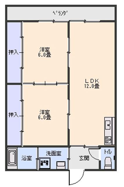 カサグランデ(2LDK/2階)の間取り写真