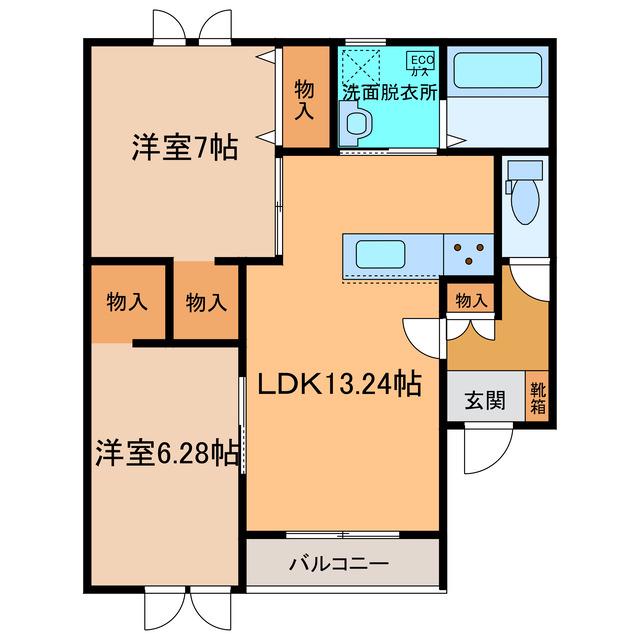 トレイブルックY館(2LDK/3階)の間取り写真