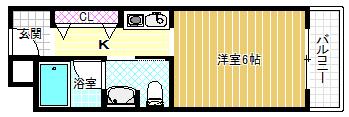 天美ハイツ(1K/7階)の間取り写真
