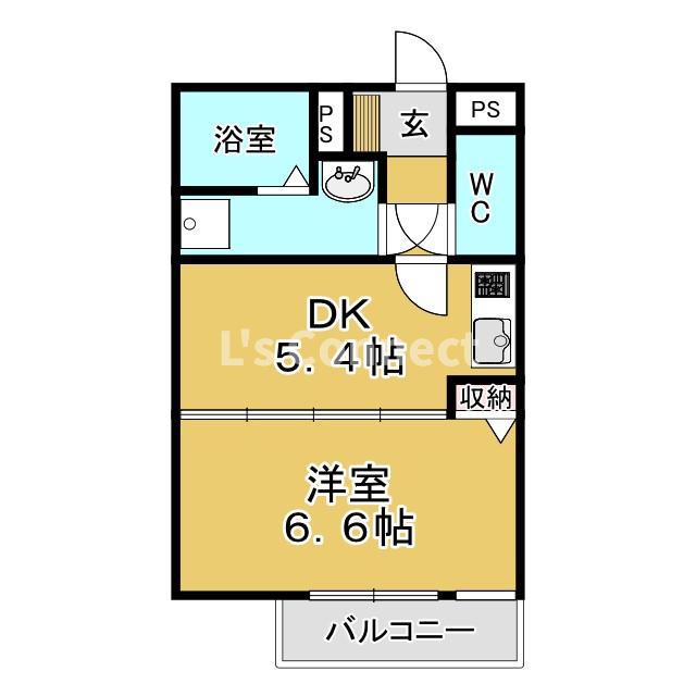 セロー明通館(1DK/2階)の間取り写真