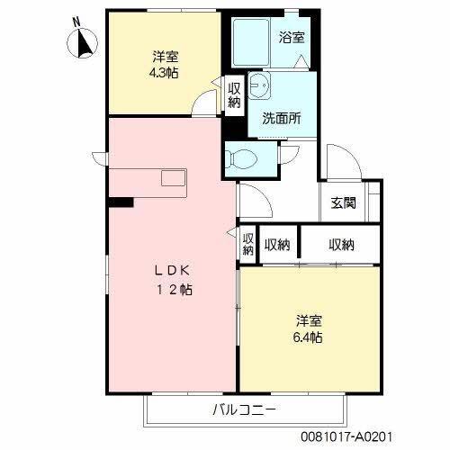 マリンコートA(2LDK/2階)の間取り写真