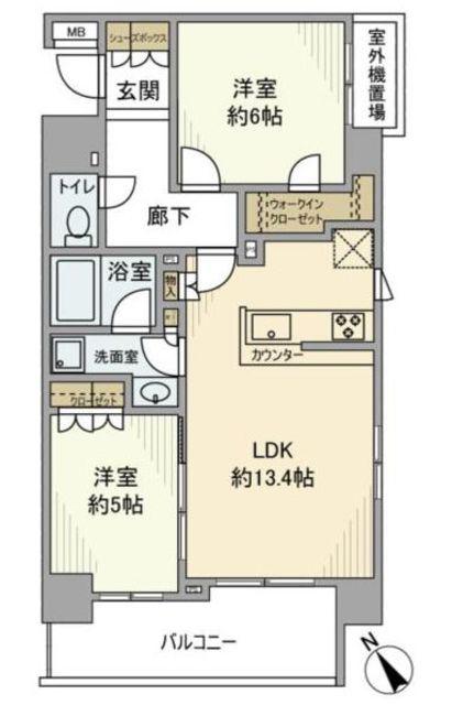アンビシャス朝霞台(2LDK/2階)の間取り写真