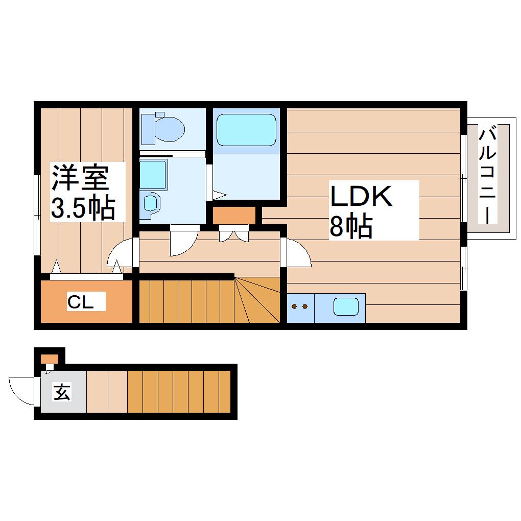 フォレス北仙台I(1LDK/2階)の間取り写真