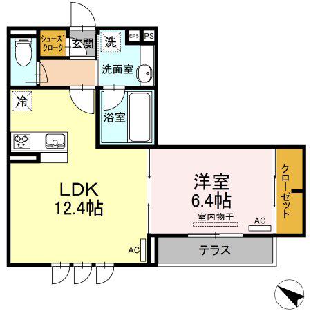 MAISON桜の杜(1LDK/1階)の間取り写真