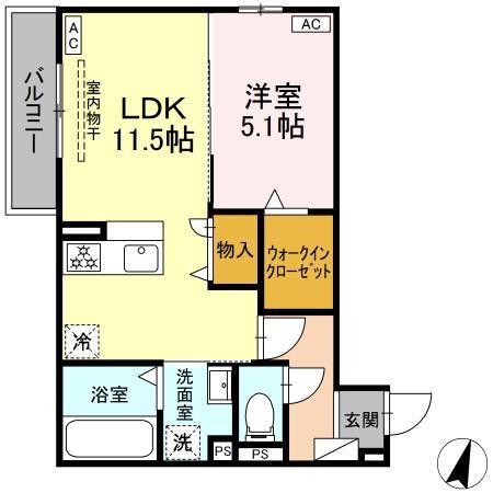 プルミエール今之浦(1LDK/2階)の間取り写真