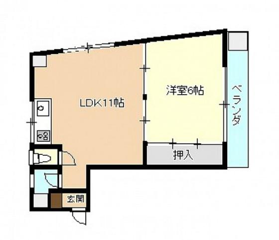 ユービル(1LDK/5階)の間取り写真