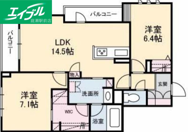 ジェイド(2LDK/3階)の間取り写真