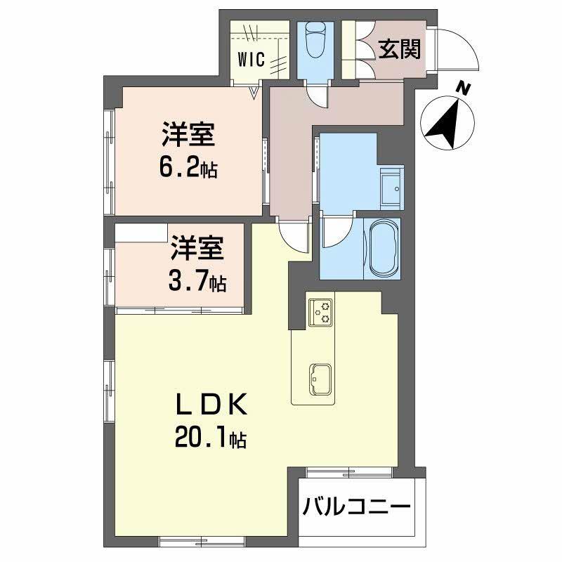 LE・ECRACIE(2LDK/1階)の間取り写真