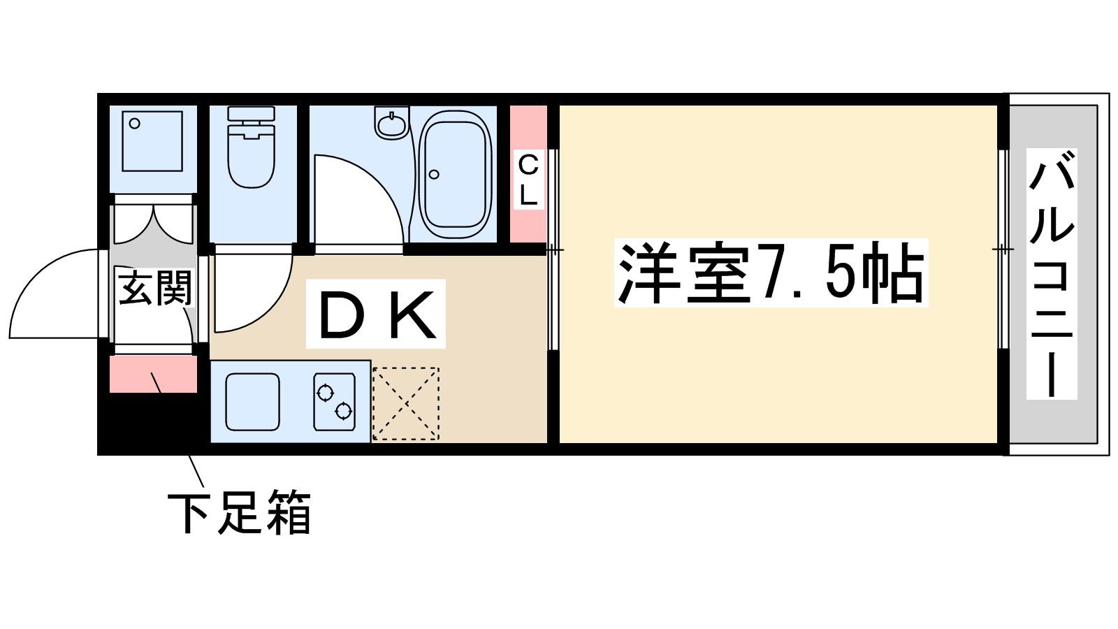 FIVE TWO(1DK/6階)の間取り写真