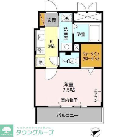 セレーノK(1K/4階)の間取り写真