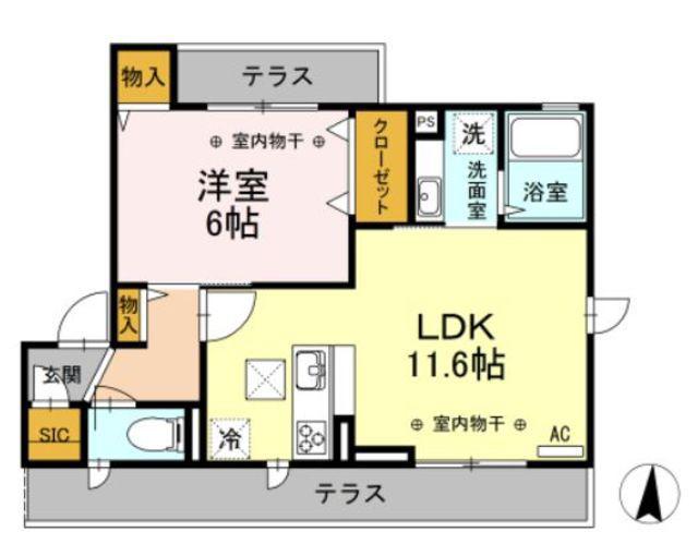 コージーコート・F(1LDK/1階)の間取り写真